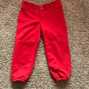 EUC girls red softball pants.